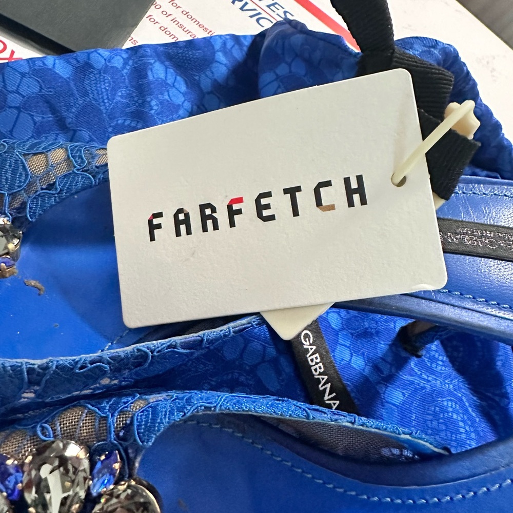 Dolce & Gabbana Blue Mules with Ornate Brooch - Picture 5 of 13